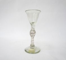 A single continental cotton twist glass with knop, 17cm high