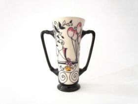 A Moorcroft Royal Joy Princess Charlotte design twin handled vase designed by Nicola Slaney, 15.