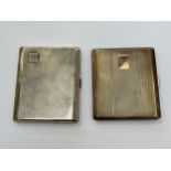 Two engine turned cigarette cases with vacant cartouches, Birmingham 1966 and 1937, 10.5cm & 9.5cm