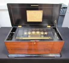 A Nicole Freres cylinder music box playing 12 airs with bells, with a 56 tooth comb and 6 tooth (