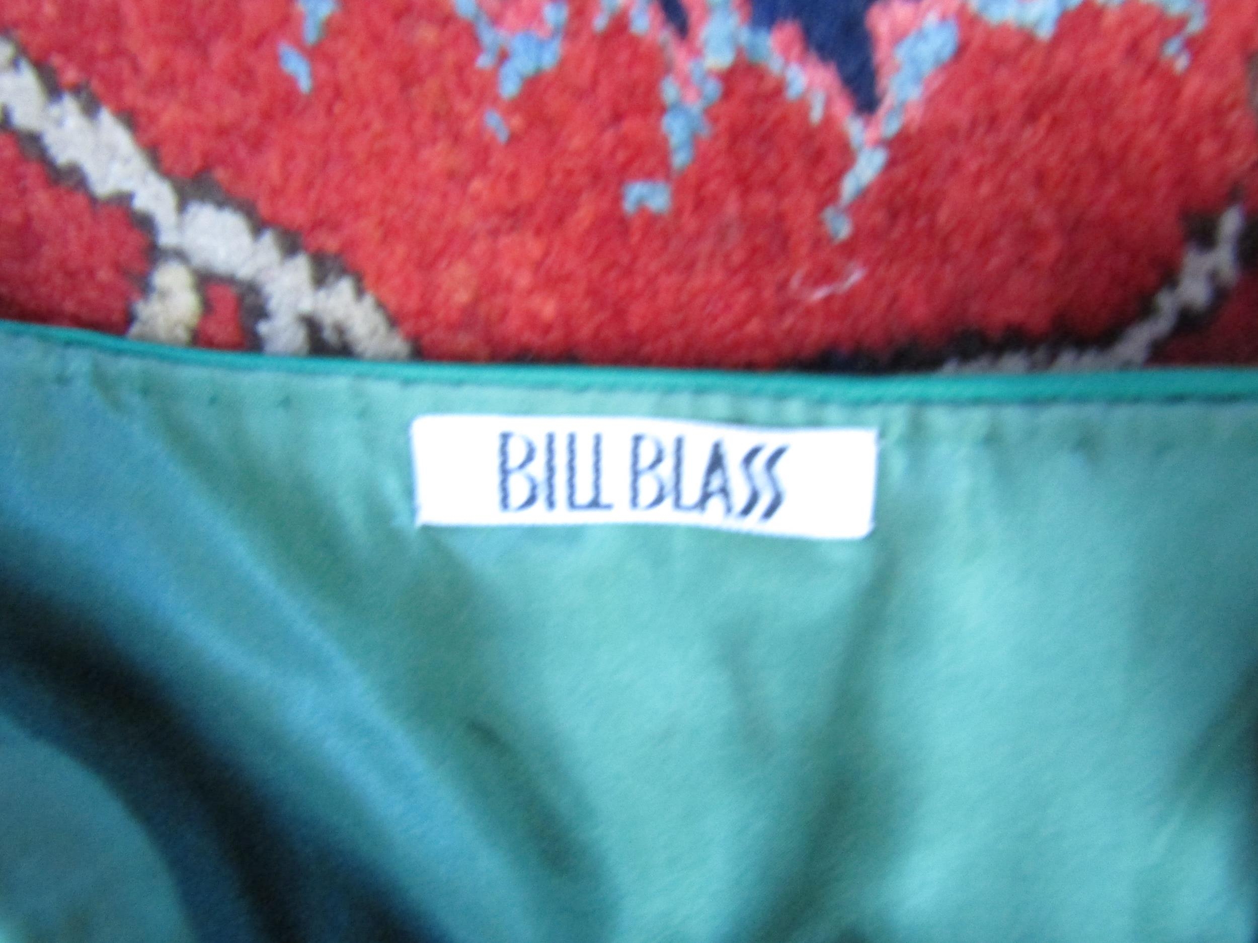 A 1980's Bill Blass stunning emerald silk full length evening gown. The bodice has a striking - Image 3 of 3