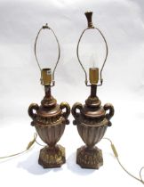 A pair of urn form classical table lamp bases