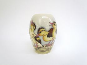 A Moorcroft Spring Ducklings pattern vase, designed by Kerry Goodwin, 13cm tall