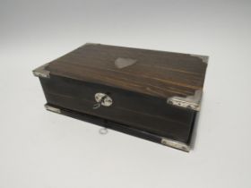 An Edwardian coromandel humidor/cigar box with M Chapman Son & Co Ltd silver mounts, lockable with