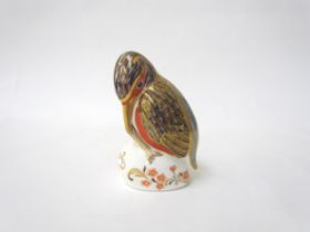 A Royal Crown Derby paperweight as a Kingfisher, gold stopper