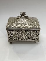 A Victorian Thomas Glaser silver pierced trinket box with import marks, London 1887. 9cm x 8.5cm x