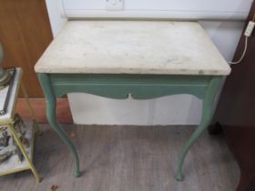 A Victorian cast metal wall-standing pier table with marble top, 79.5cm, 88.5cm x 50cm