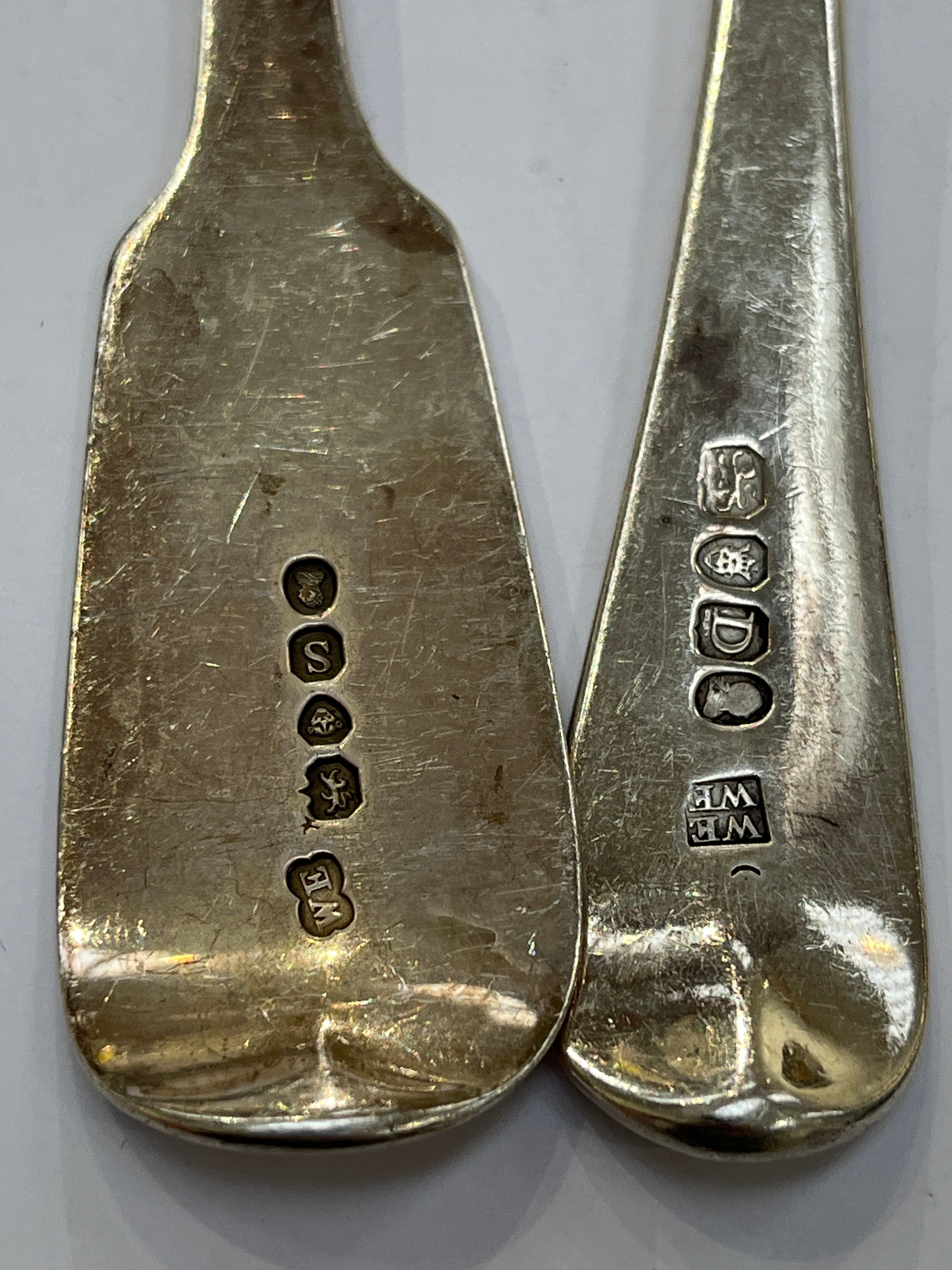 Two pairs of London silver serving spoons. William Eley I and William Fearn 1799 and William Eaton - Image 2 of 2