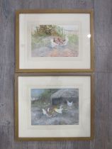 JOHN FALCONER SLATER (1857-1937): A pair of watercolours on board, Farmyard chickens, each signed