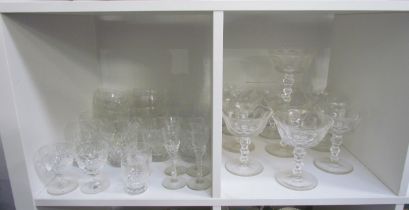 A large suite of mixed 19th Century and later drinking glasses including fine facet cut