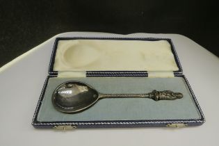 A B.S.C St Nicholas spoon, Sheffield 1966, 16cm long, 87g, in fitted case