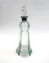 A Hukin & Heath Art glass decanter with silver collar, London 1899, 35cm tall