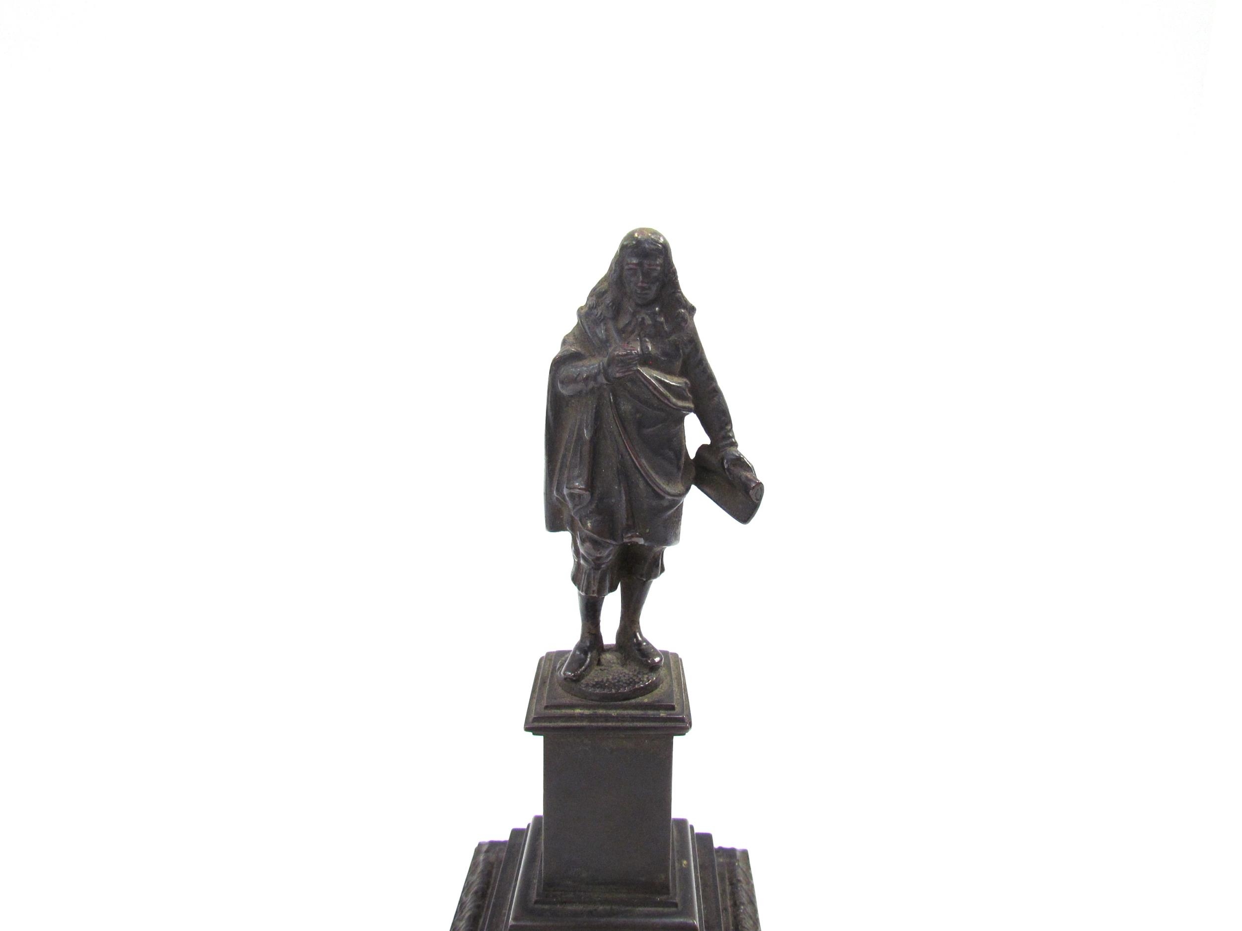 A pair of 19th Century bronze sculptures of philosophers, each 17.5cm tall including plinth base - Image 2 of 6
