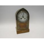A late 19th Century French Arch form mantel clock, 27cm tall x 15cm x 11cm