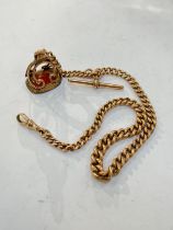 A 9ct gold watch chain and fob, approx 45g