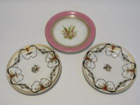 A Worcester cabinet plate and two others with swag decorations (3). 22cm & 23cm diameter