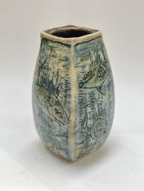 An early 20th Century Martin Brothers, Southall 'Aquatic' vase, square section, incised and