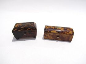 Two 19th Century tortoiseshell miniature boxes, 6.5cm & 5.5cm long