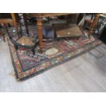 An early 20th Century hand woven Persian rug, badly worn, 230cm x 144cm