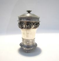 A white metal cup and cover the lid with Russian marks for A. Inozemtsev, Novocherkassk 1844-1847,