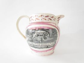A 19th Century Sutherland lustre jug decorated with the 'West View of the Iron Bridge over the