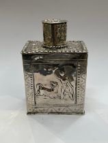A Paulus Roesgen (Dutch) silver tea caddy, Schoonhoven 1884, 12cm tall x 7.5cm wide, 244g