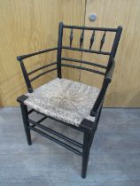 A William Morris Victorian Arts and Crafts Sussex elbow desk chair