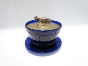 A Hawkesworth, Eyre & Co (Charles Hawksworth & John Eyre) Bristol blue glass dish and saucer with