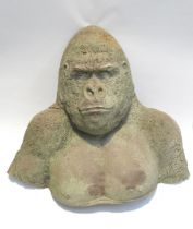 A moulded bust of a silver back gorilla, 67cm high
