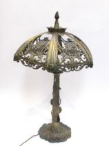 A circa 1975 embossed brass table lamp with lily pattern a/f