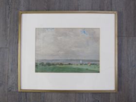 HENRY H. BATES: 20th Century watercolour depicting Broads river view with cow to foreground, 25cm
