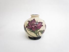 A Moorcroft Collectors Club vase decorated with pink flowers, designed by Emma Bossons 2013, 11cm