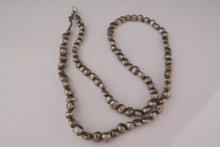 A Pruden and Smith silver nugget bead necklace, Sheffield 1996, approx 60cm long, 127g