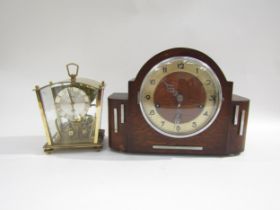 A Westminster foreign mantel clock, case labelled C.W.S. Ltd, London with silent switch to dial,