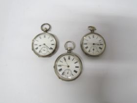 Three pocket watches including J.W. Benson plated example, fine silver example and William