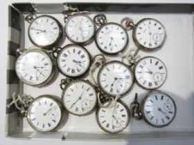 Twelve assorted 19th Century silver cased American and English pocket watches