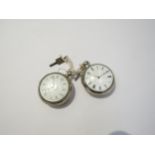 Two late 18th/early 19th Century silver pair cased English fusee pocket watches with Roman and