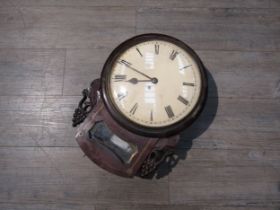 A Chas. H. Cook of Norwich drop dial wall clock, 12 1\2 inch diameter face with Roman numerals,