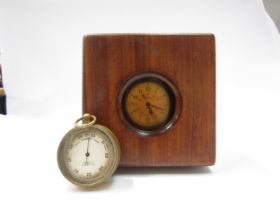 A Hamilton pocket watch in mahogany campaign style box, together with a pocket barometer (2) box: