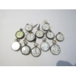 Twelve assorted 19th Century silver cased English pocket watches, most with fusee movements