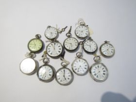 Twelve assorted 19th Century silver cased English pocket watches, most with fusee movements