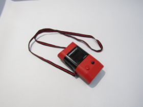 An Omega LED Chronostop stopwatch, to the 1/100th, 1975 in red, with original case