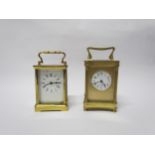 Two 20th Century brass cased carriage timepieces with Swiss lever platform escapements (both a/f) (
