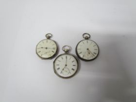 Three Victorian silver pocket watches including James Tinsky Leigh, Chester 1858. Thomas Massey,