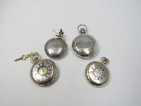 Two silver full hunter cased pocket watches (Waltham USA & Turkish market dial) together with two
