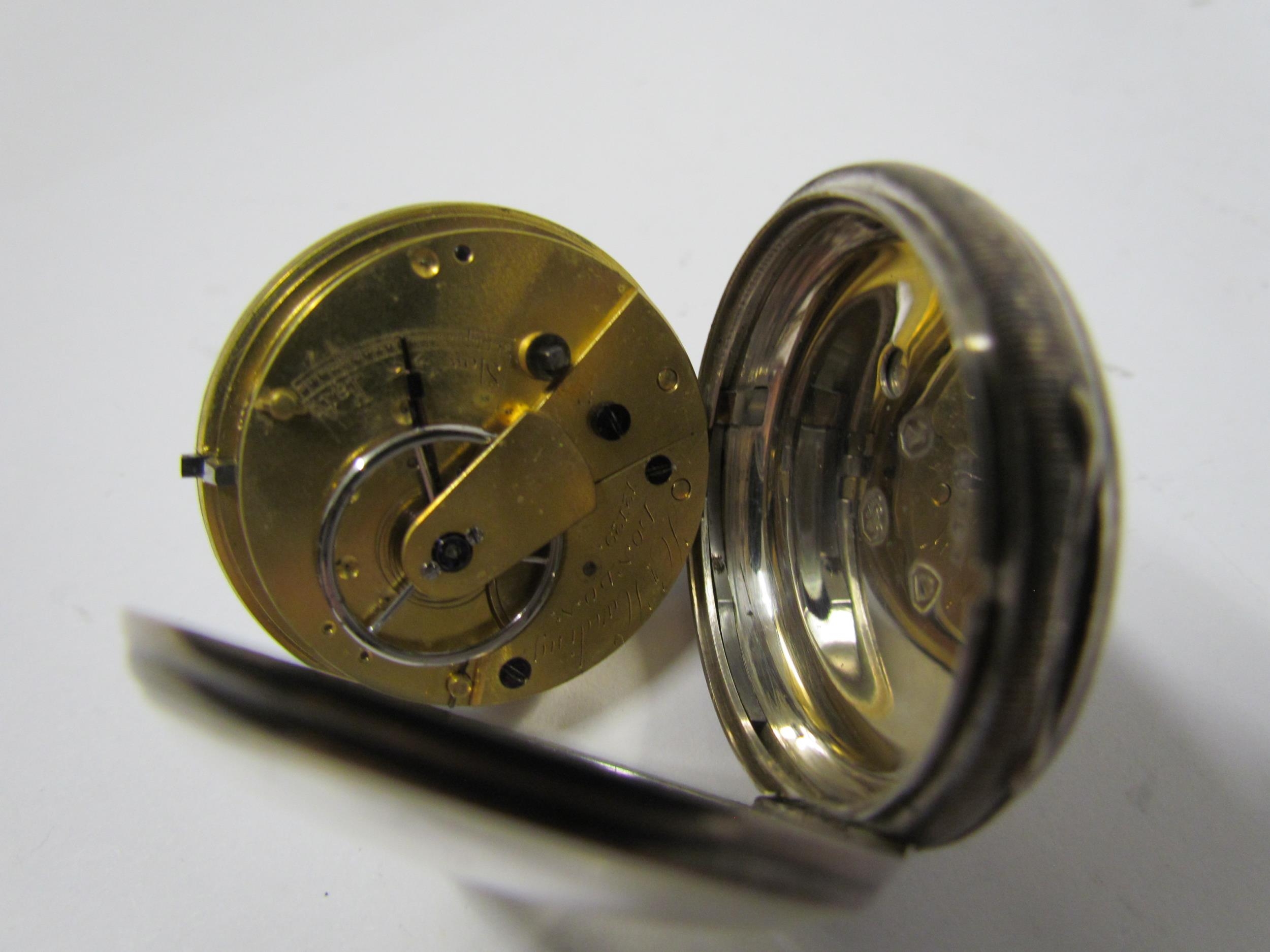 Three varying size pocket watches including silver cased London 1852, 1860 and one marked 800. - Image 4 of 12