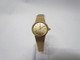 A lady's Omega 9ct gold wristwatch, baton makers, inside case marked Omega Watch Co 7290, 034, 29.3g