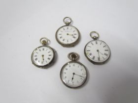 Four fob watches including two fine silver examples, one marked 935 Kemp & Wilcox, Wolverhampton &