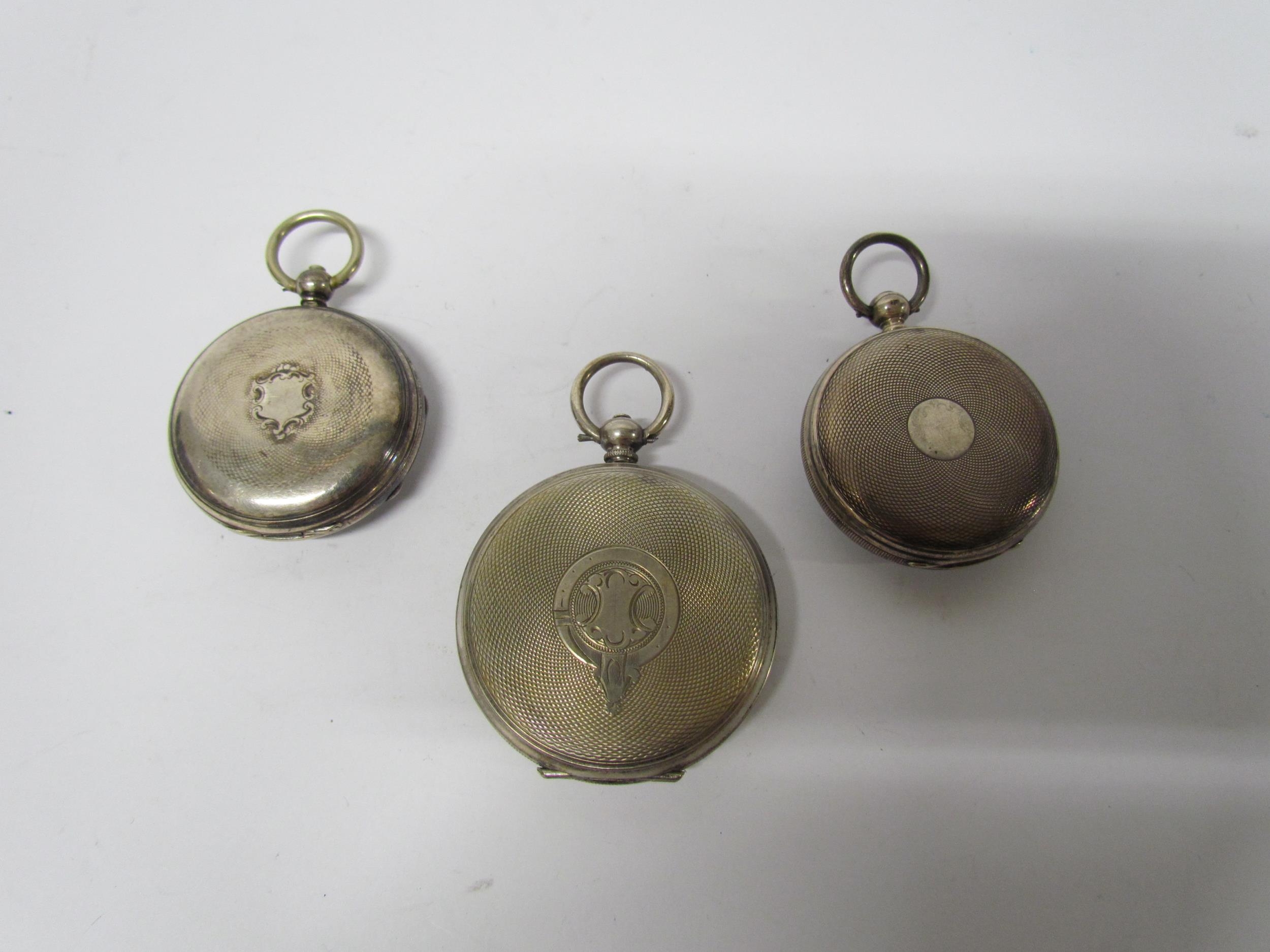 Three varying size pocket watches including silver cased London 1852, 1860 and one marked 800. - Image 2 of 12