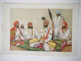 (India.) Rajah Jowaher Singh and his Attendants Coloured lithograph of the Sikh Court at Lahore,